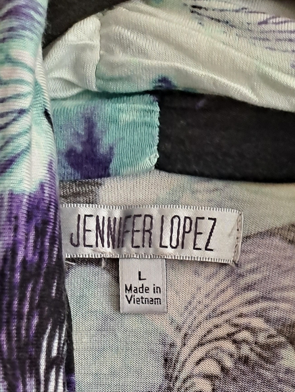 Jennifer Lopez Tropical Drape Front Top - Black & Aqua Tropical - Picture 6 of 6